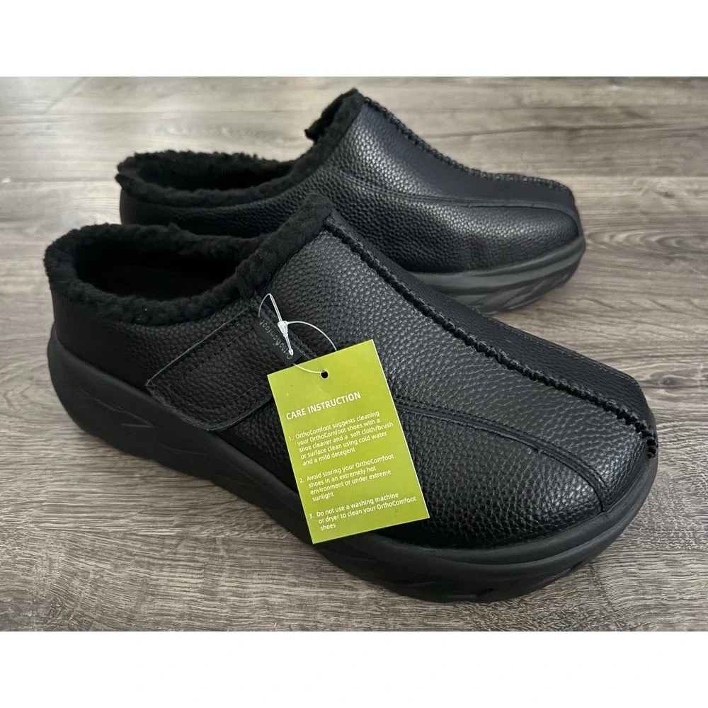 OrthoComfort Men's Black Orthopedic Diabetic‎ Slip In Shoes Size 11 NIB, NEW